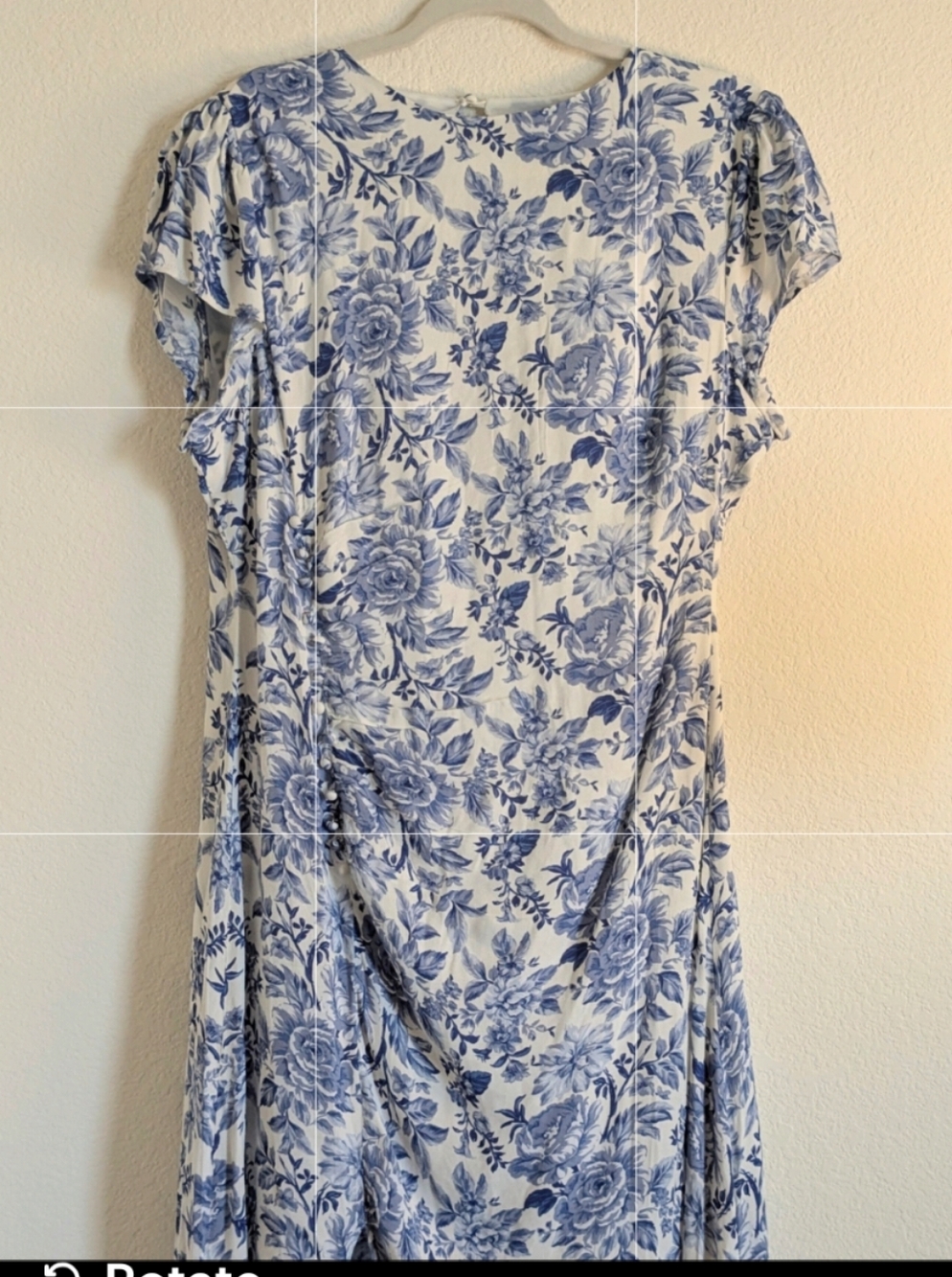 Petal & Pup Blue White Floral Maxi Dress Puff Sleeve Keyhole Back
